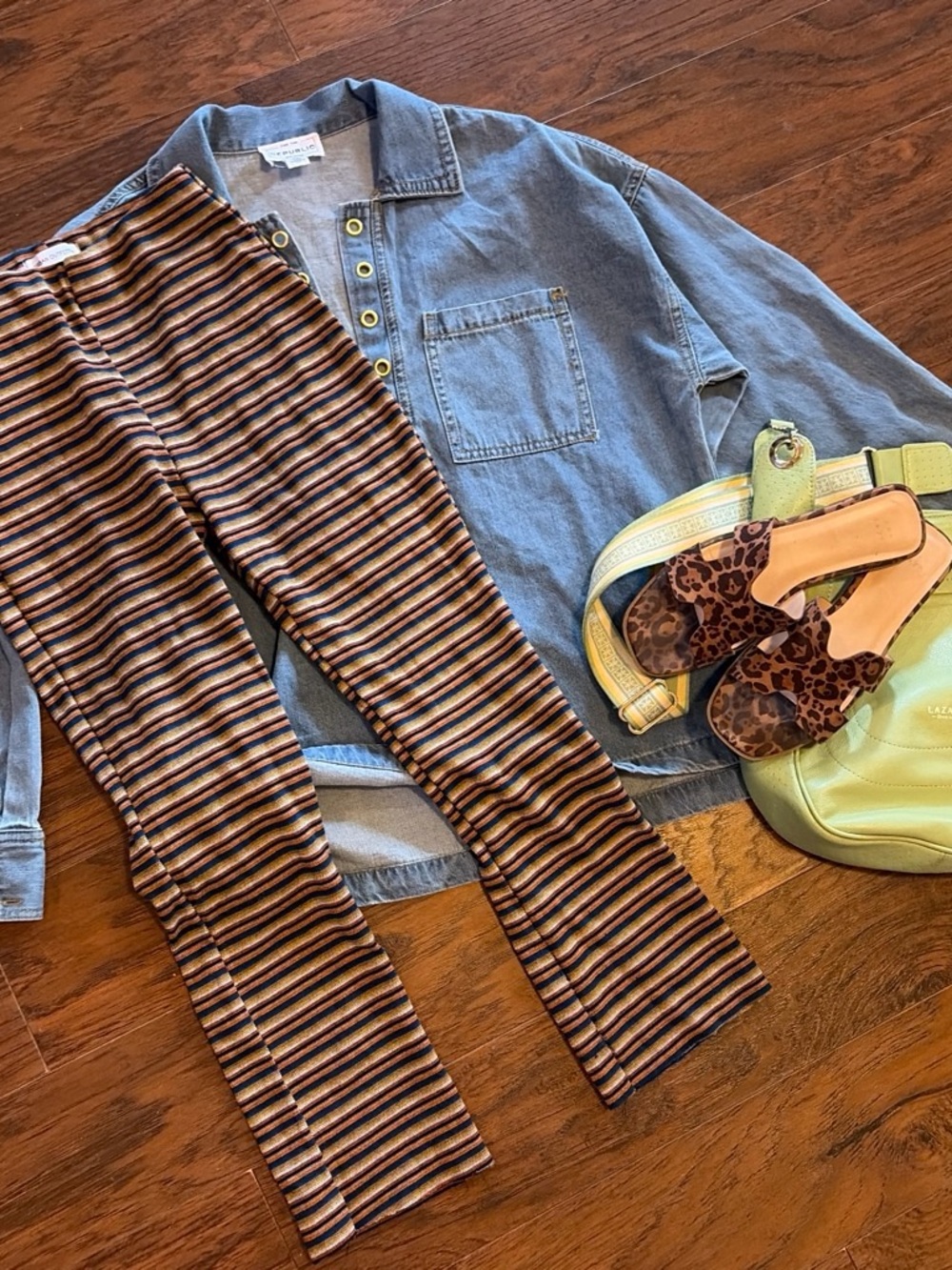 Vintage Urban Outfitters Striped Knit Pants in Navy, Orange & Mustard